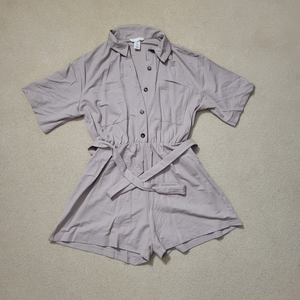 H&M Women's Khaki Beige Safari Romper, Size Small